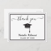 Schwarzweiß-Abschluss Danke, Postcard Ankündigungspostkarte (Vorne/Hinten)