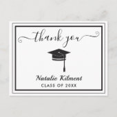 Schwarzweiß-Abschluss Danke, Postcard Ankündigungspostkarte (Vorderseite)