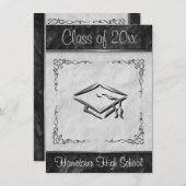 Schwarzweiss-Abschluss-Einladungen Einladung (Vorne/Hinten)