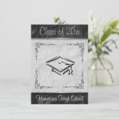 Schwarzweiss-Abschluss-Einladungen Einladung (Stehend Vorderseite)