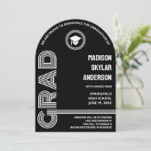 Schwarzweiß-Abschluss für Retro-Retro Einladung (Stehend Vorderseite)