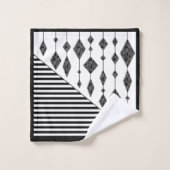 Schwarzweiß, abstrakt, geometrisch, einfach, Scan Badhandtuch Set (Waschlappen)