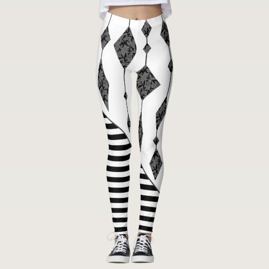Schwarzweiß, abstrakt, geometrisch, einfach, Scan Leggings (Vorderseite)
