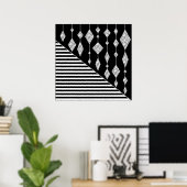 Schwarzweiß, abstrakt, geometrisch, einfach, Scan Poster (Heimbüro)