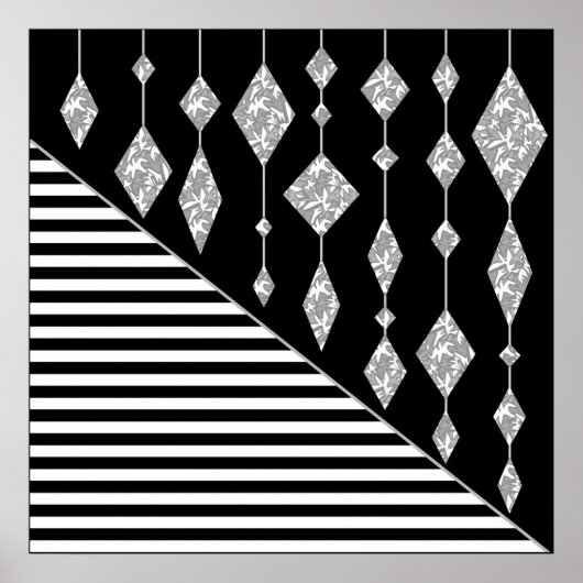 Schwarzweiß, abstrakt, geometrisch, einfach, Scan Poster (Vorne)
