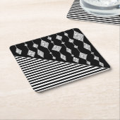 Schwarzweiß, abstrakt, geometrisch, einfach, Scan Rechteckiger Pappuntersetzer (angewinkelt)