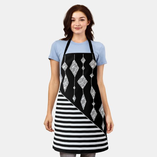 Schwarzweiß, abstrakt, geometrisch, einfach, Scan Schürze (Getragen)