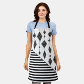 Schwarzweiß, abstrakt, geometrisch, einfach, Scan Schürze (Getragen)