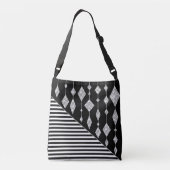 Schwarzweiß, abstrakt, geometrisch, einfach, Scan Tragetaschen Mit Langen Trägern (Rückseite)