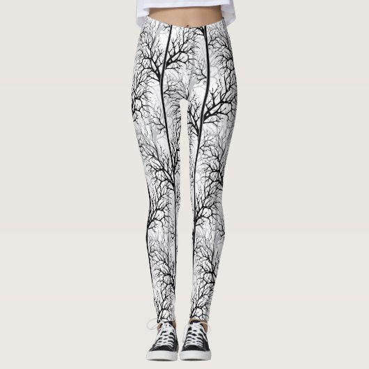 Schwarzweiß abstrakt leggings (Vorderseite)
