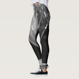 Schwarzweiß Abstrakt mit Personalisierter Bezeichn Leggings