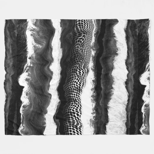 Schwarzweiß Abstrakt Moderne Illusion Kunst Fleecedecke (Vorderseite (Horizontal))