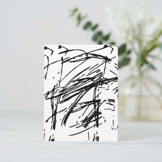 Schwarzweiß abstrakt postkarte (Stehend Vorderseite)