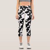 Schwarzweiß-Abstrakte Camouflage-Download und Capri Leggings (Vorderseite)