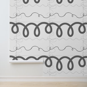 Schwarzweiß-Abstrakte Linien-Tapete Tapete