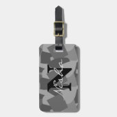 Schwarzweiß-Abstrakte Monogramm Gepäckanhänger (Vorderseite vertikal)