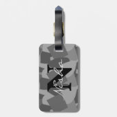Schwarzweiß-Abstrakte Monogramm Gepäckanhänger (Rückseite vertikal)