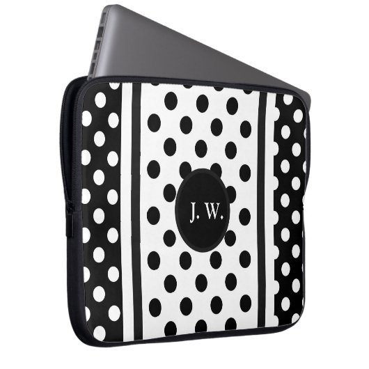 Schwarzweiß-Abstrakte Monogramm Laptopschutzhülle (Vorne Rechts)
