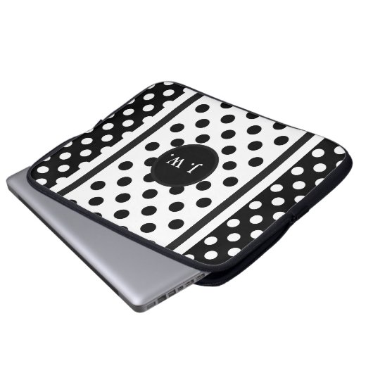 Schwarzweiß-Abstrakte Monogramm Laptopschutzhülle (Vorne Knopf)