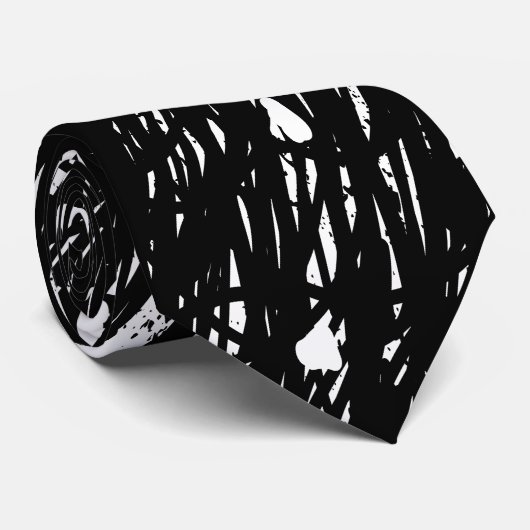 Schwarzweiß-Abstrakte Schriftzeichen Krawatte (Gerollt)
