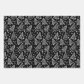 Schwarzweiß-abstrakte Weihnachtsbäume Geschenkpapier Set (Vorderseite)