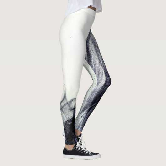Schwarzweiß-Abstrakter Rauch Leggings (Rechts)