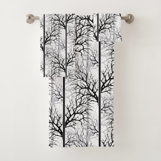 Schwarzweiss-abstraktes Badhandtuch Set (Insitu)