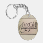 Schwarzweiss-"akustischer Skyline-" Schlüsselanhänger (Vorderseite links)