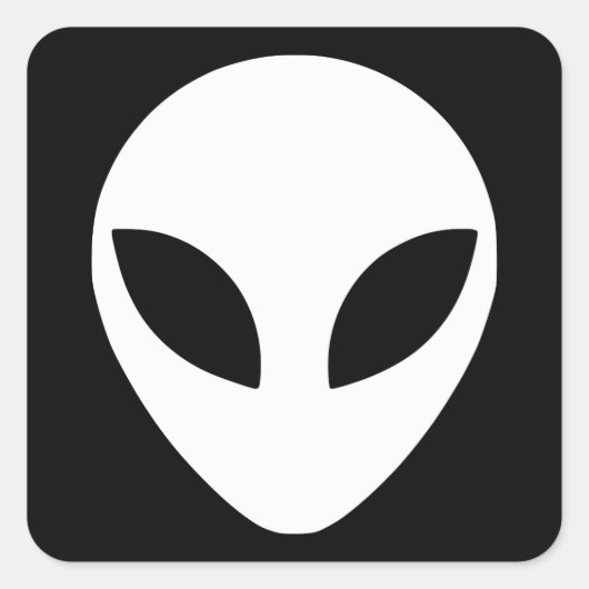 Schwarzweiß-Alien Quadratischer Aufkleber (Vorderseite)