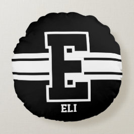 Schwarzweiss - alle Sport-Buchstaben Rundes Kissen