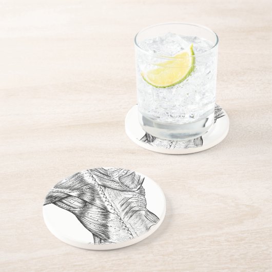 Schwarzweiss-Anatomie-Kunst-Rückenmuskel (1890) Sandstein Untersetzer (Seite)