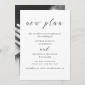 Schwarzweiß ändern das Datum. Moderner neuer Plan Save The Date (Vorne/Hinten)