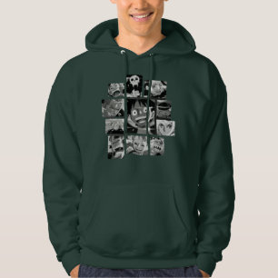 Schwarzweiß-Anime-Manga-Panel-Collage für Männer Hoodie