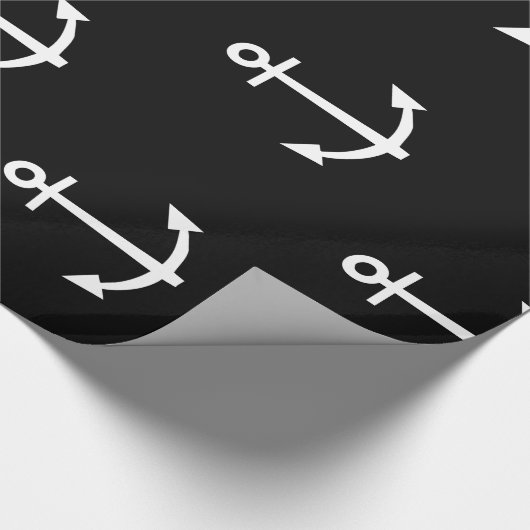 Schwarzweiss-Anker-Muster 1 Geschenkpapier (Ecke)