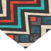 Schwarzweiß Aquamarin Beige Aztekenmuster Kurzer Tischläufer (Ecke)