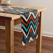 Schwarzweiß Aquamarin Beige Aztekenmuster Kurzer Tischläufer (Beispiel)