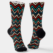 Schwarzweiß Aquamarin Beige Aztekenmuster Socken (Gewinkelt)