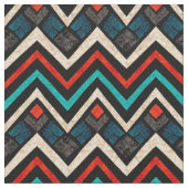Schwarzweiß Aquamarin Beige Aztekenmuster Stoff (Nahaufnahme)