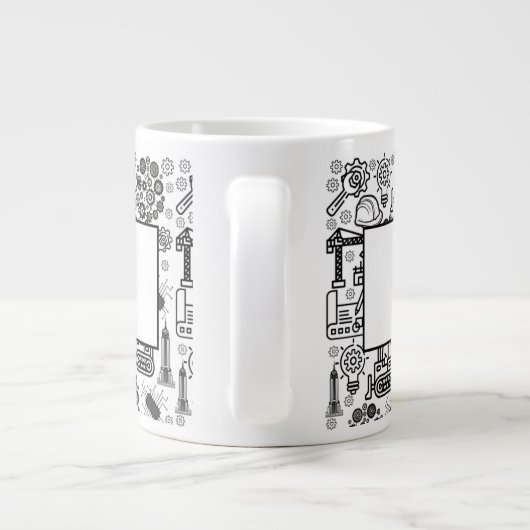 Schwarzweiß-Architekturbauingenieur Jumbo-Tasse (Rückseite)