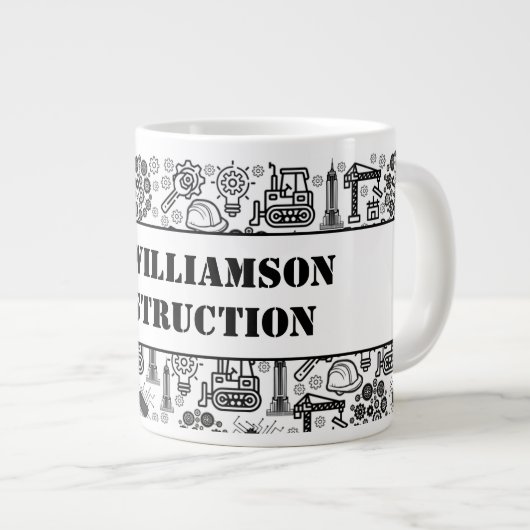 Schwarzweiß-Architekturbauingenieur Jumbo-Tasse (Vorderseite Rechts)