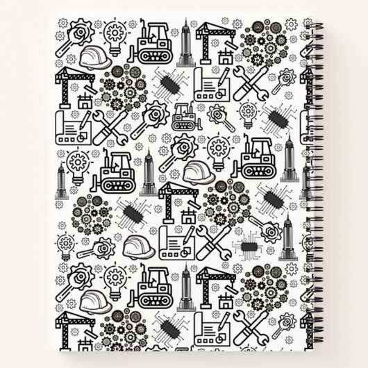 Schwarzweiß-Architekturbauingenieur Notizblock (Rückseite)