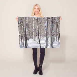 Schwarzweiss-Aspen-Baum-Stamm-Fotografie gemütlich Fleecedecke