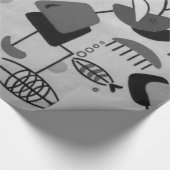 Schwarzweiss-Atommuster-Packpapier Geschenkpapier (Ecke)