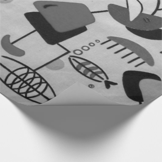 Schwarzweiss-Atommuster-Packpapier Geschenkpapier (Ecke)