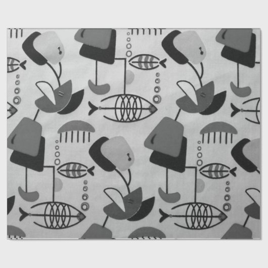 Schwarzweiss-Atommuster-Packpapier Geschenkpapier (Flach)