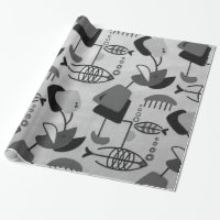 Schwarzweiss-Atommuster-Packpapier