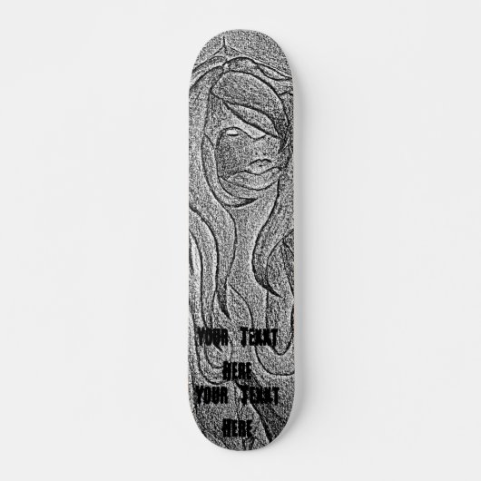 Schwarzweiss-aufwerfendame der abstrakten Kunst Skateboard (Vorne)
