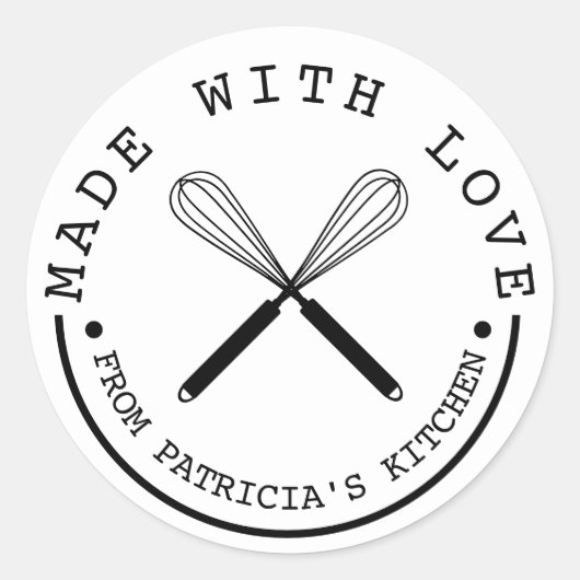 Schwarzweiß aus der Küche mit Liebe Runder Aufkleber (Vorderseite)