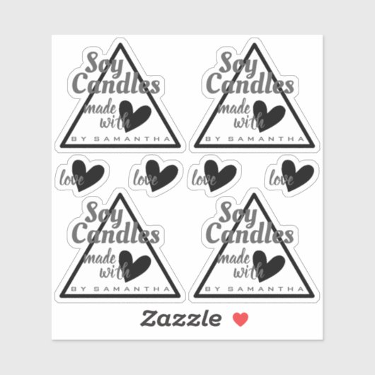 Schwarzweiß aus Liebe Herzsoy Kerzen Aufkleber (Blatt)