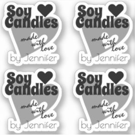Schwarzweiß aus Liebe Herzsoy Kerzen Aufkleber